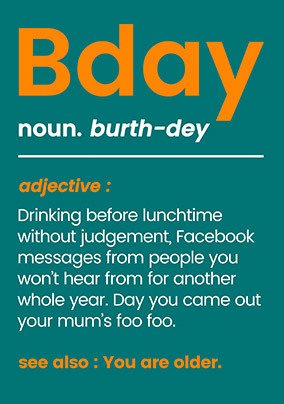 Bday Definition Funny Birthday Card