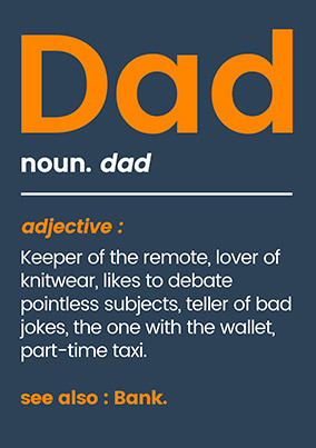 Dad Definition Funny Birthday Card