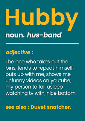 Hubby Definition Funny Birthday Card