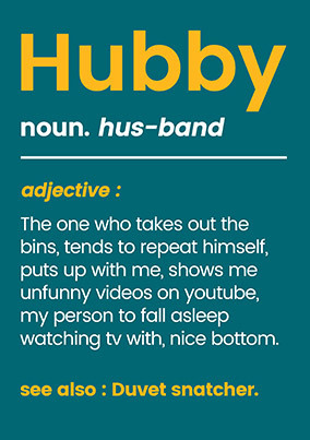 Hubby Definition Birthday Card