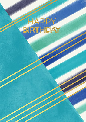 Blue and Gold Split Birthday Card