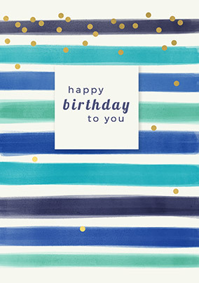 Blue Striped Birthday Card