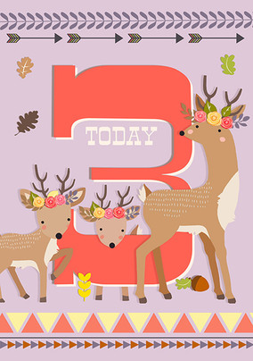 Deer 3 Today Birthday Card