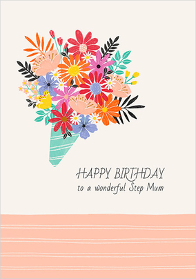 Wonderful Step Mum Bouquet Birthday Card