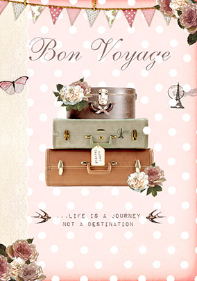 Vintage Suitcases Bon Voyage Card