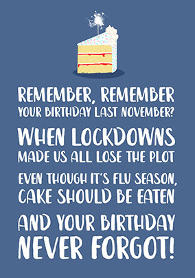 Remember Your Birthday Last November Card