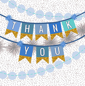 Blue Bunting Thank You Card