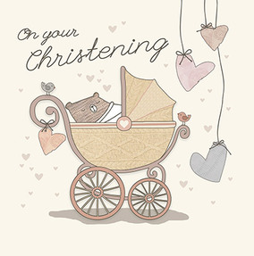 Bear Hug Christening Card