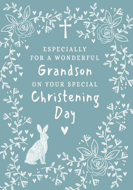 Wonderful Grandson Christening Card