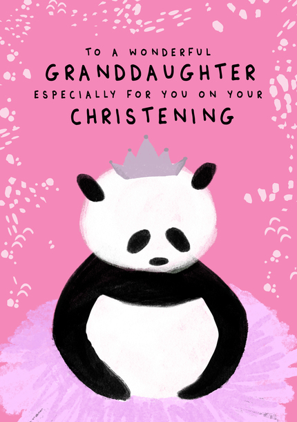 Panda Granddaughter Christening Card