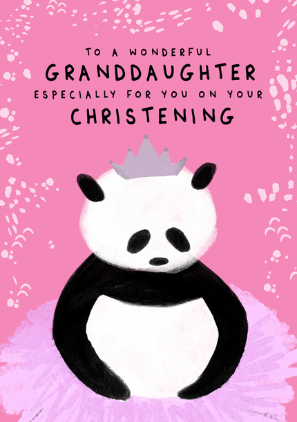 Panda Granddaughter Christening Card