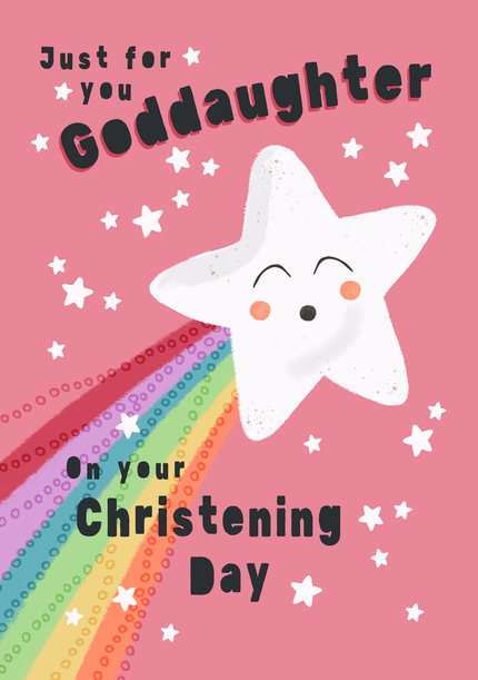 Sun Moon And Stars Goddaughter Christening Card
