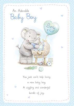 Elliot & Buttons New Baby Boy Congratulations Card