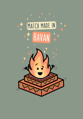 Match Made in Havan Wedding Card