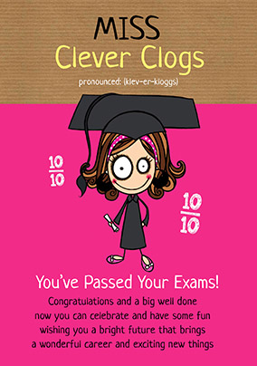 Miss Clever Clogs Graduation Card