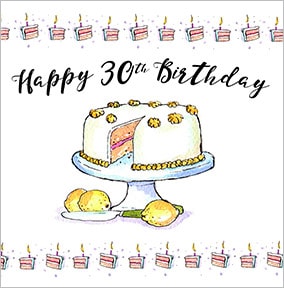 Lemon Cake 30th Birthday Card