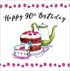 Tea & Cake 90th Birthday Card