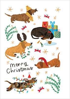 Sausage Dogs Christmas Card