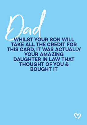 From your Amazing Daughter-in-Law...and Son Father's Day Card