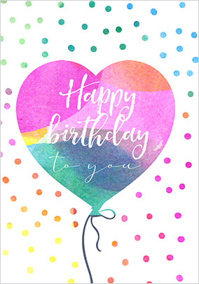 Happy Birthday Heart Balloon Card