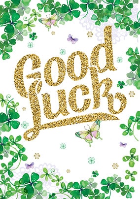 Green Clovers Good Luck Card