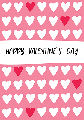 White Hearts Happy Valentine's Day Card