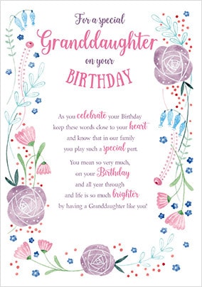 Special Granddaughter Birthday Card1