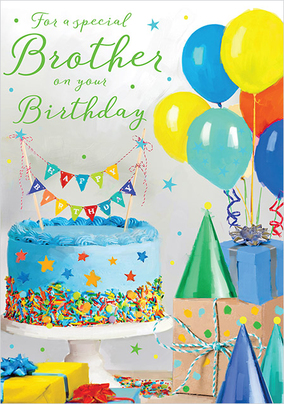 Special Brother Birthday Cake Card