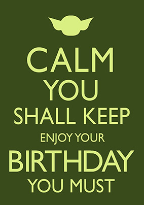 Keep Calm Birthday Card - Jedi Master
