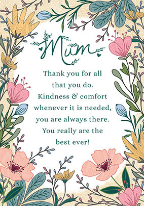 Thank You For All You Do Mum Mother's Day Card