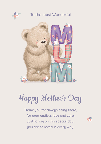 Big Love Bear Mother's Day Card