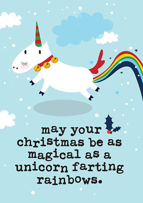 Unicorn Farting Christmas Card