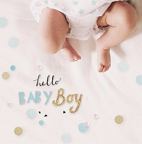 Hello Baby Boy Confetti Card