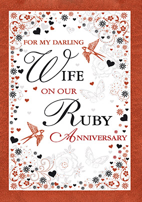 Darling Wife Ruby Anniversary Card