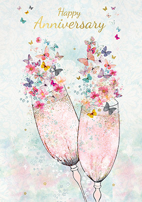 Happy Anniversary Champagne Flutes Card