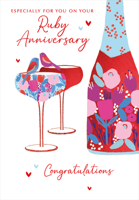 Ruby Anniversary Birds Card