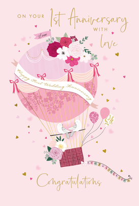 1st Anniversary Hot Air Balloon Card