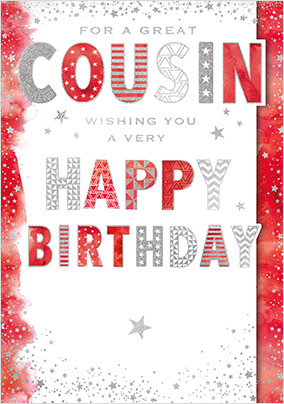 Great Cousin Happy Birthday Card