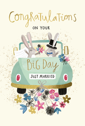 Just Married Rabbits Card