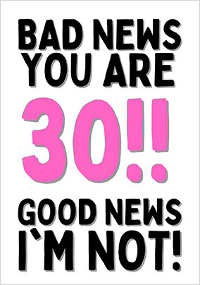 Bad News Good News Birthday Card