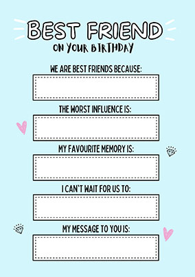 Best Friend Reasons Birthday Card