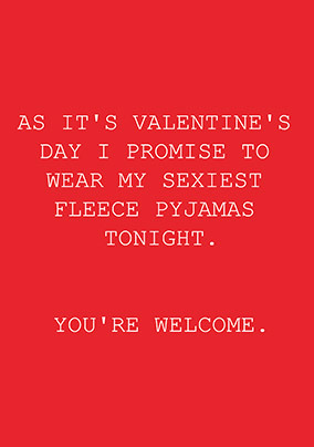 Sexiest Fleece Pyjamas Valentine's Day Card