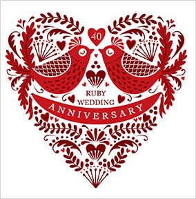 Ruby Anniversary Heart Card