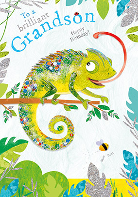 Brilliant Grandson Chameleon Birthday Card