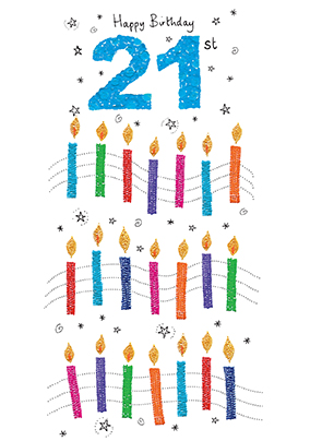 Happy 21st Birthday Card - Sugar Pips