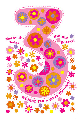 3 Today Hip Hip Hooray Birthday Card - Portobello