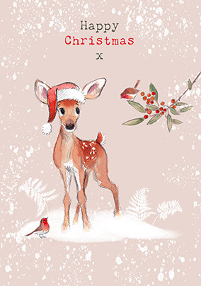 Deer Cute Illustrated Christmas Card