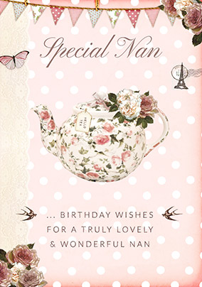 Special Nan Teapot Birthday Card