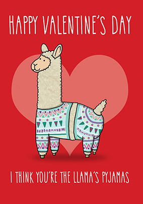 Llama's Pyjamas Valentine's Card
