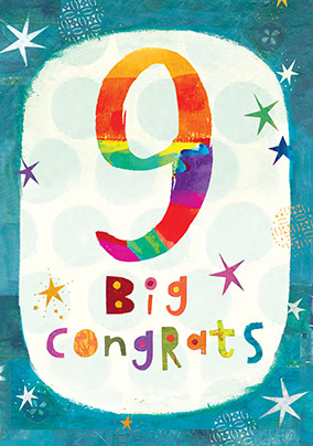 Big Congrats Nine Birthday Card